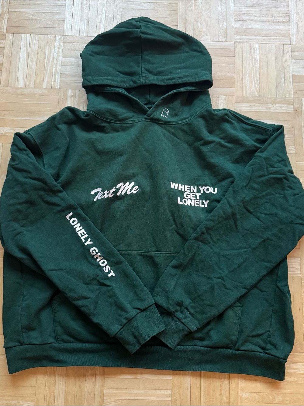 LONELY GHOST Dark Green 'Text Me' Heavyweight Hoodie